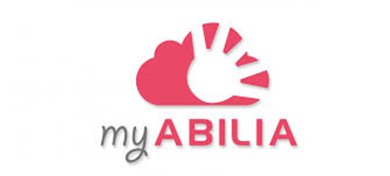 en röd och vit företagssymbol med texten myabilia