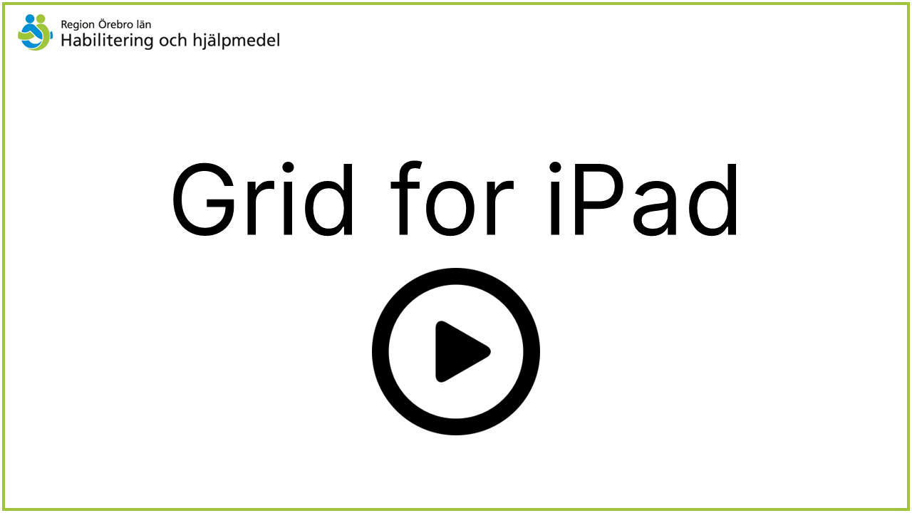 En vit bild med text Grid for iPad och en ring och pil i svart