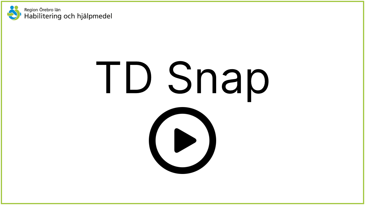 En vit bild med text TD Snap och en ring och pil i svart