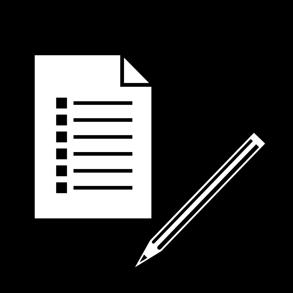 Illustration av ett papper med en lista på. Bredvid ligger en penna. 