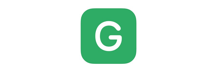 Ett stort G mot en grön bakgrund; logotype för Grid