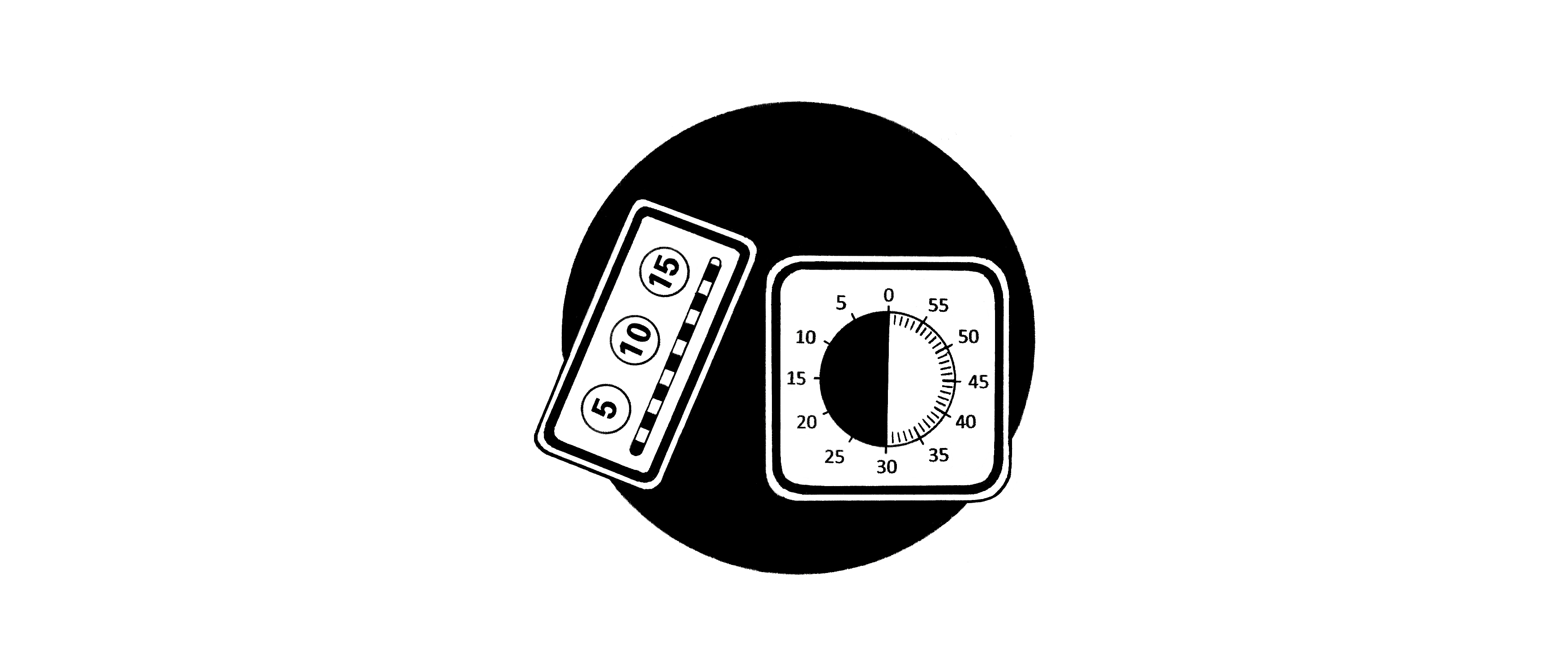 Teckna bild på två olika apparater som visar hur tiden går genom lampor som slocknar och fält som blir mindre och mindre.