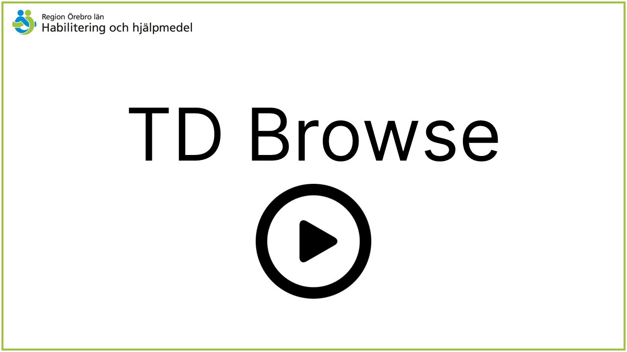 En vit bild med text TD Browsw och en ring och pil i svart