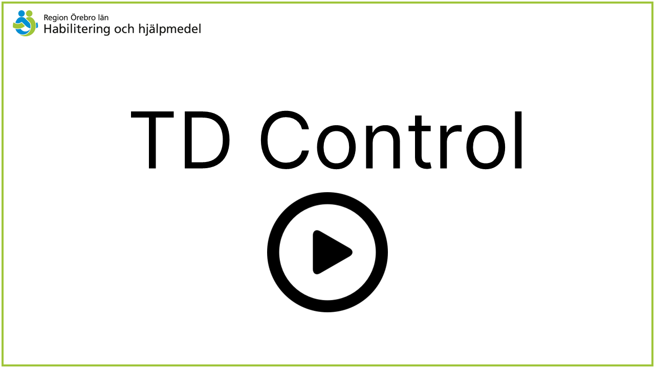 En vit bild med text TD Control och en ring och pil i svart