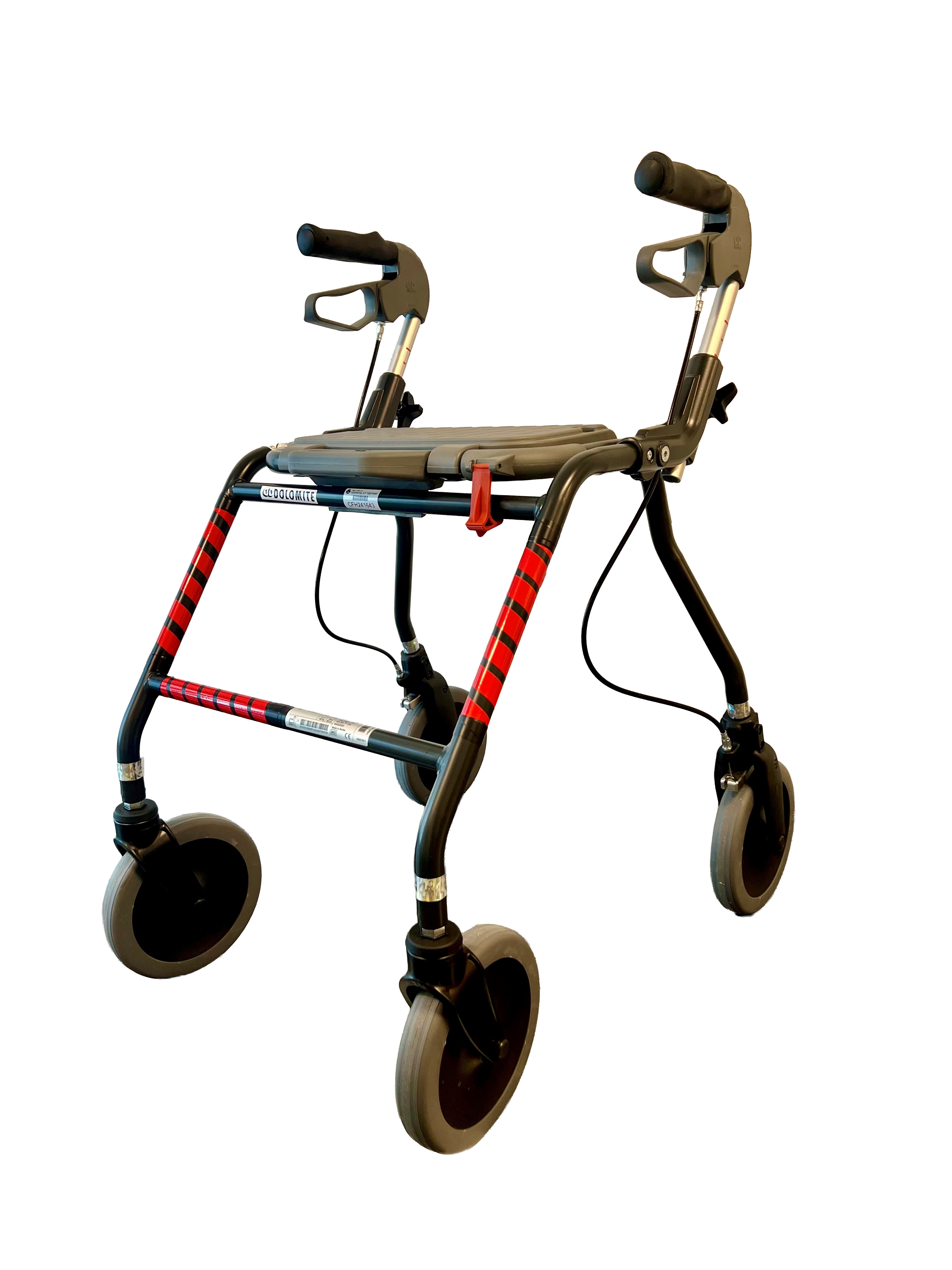 fotografi av rollator futura med röd tejp